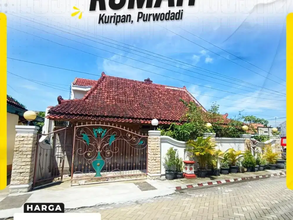 Rumah Etnik Modern di Pusat Kota Purwodadi, Hunian Luas Strategis Selangkah ke Jl. Untung Suropati