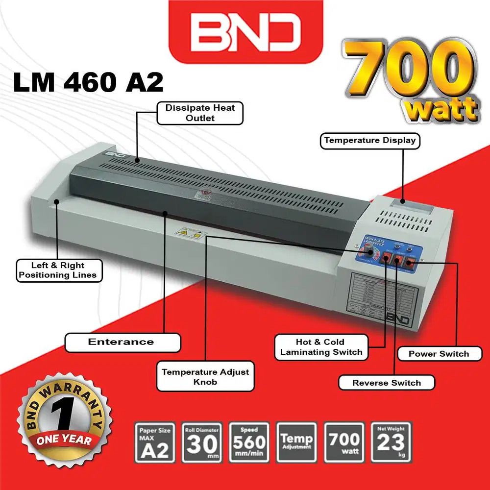 MESIN LAMINATING A2 PANAS DAN DINGIN BND LM 460 A2 560 WATT (LOW WAT)