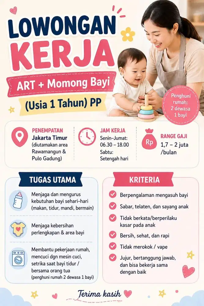 Dibutuhkan ART Momong PP area Rawamangun