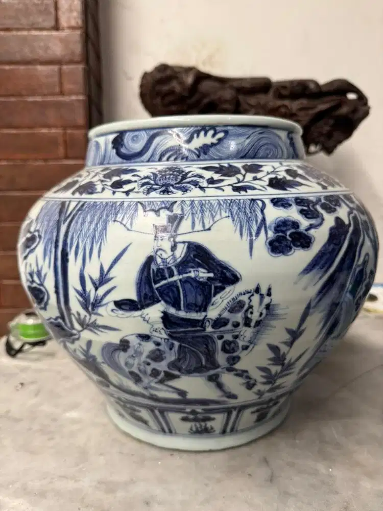 Keramik China Kuno Dinasty Priuk Priok Vas Guci Biru Putih Part 3 Kuda