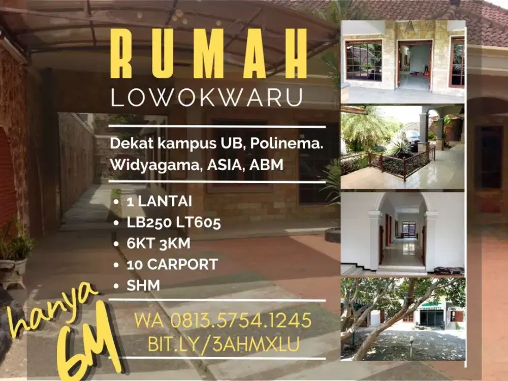 Rumah dijual di kawasan SUHAT 6KT Lt605 dekat UB Polinema ASIA