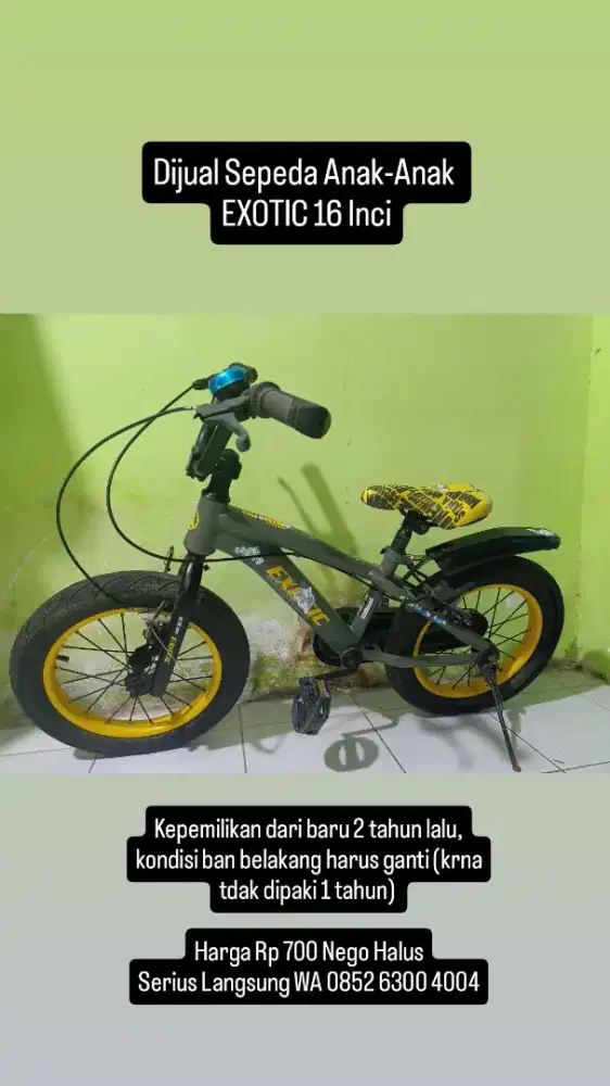 Sepeda Anak 16 inci merk Exotic