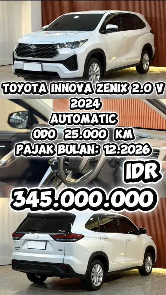 [ ODO 25.000 KM ] TOYOTA INNOVA ZENIX V 2.0 AT 2024 MULUS TERAWAT