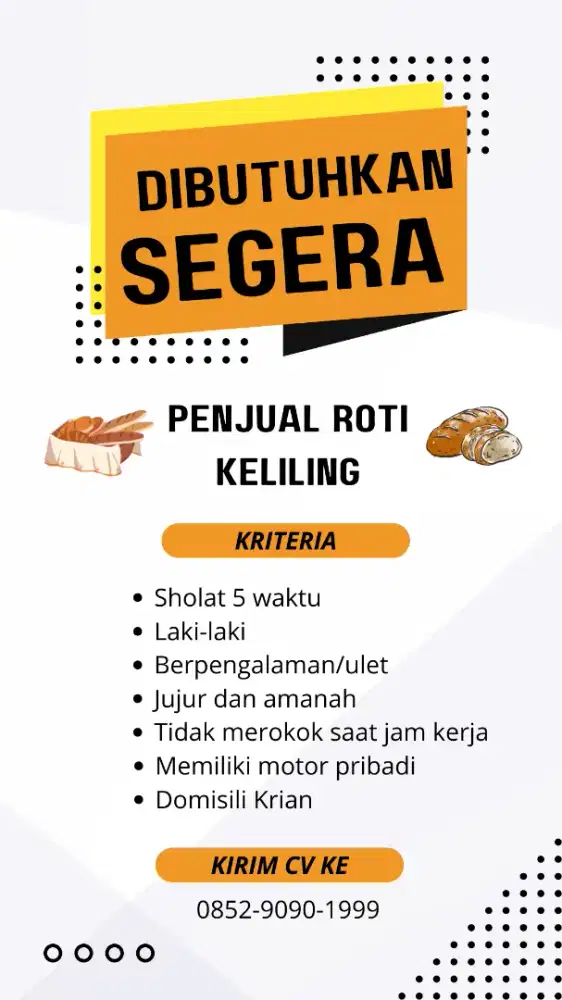 LOWONGAN PENJUAL ROTI KELILING