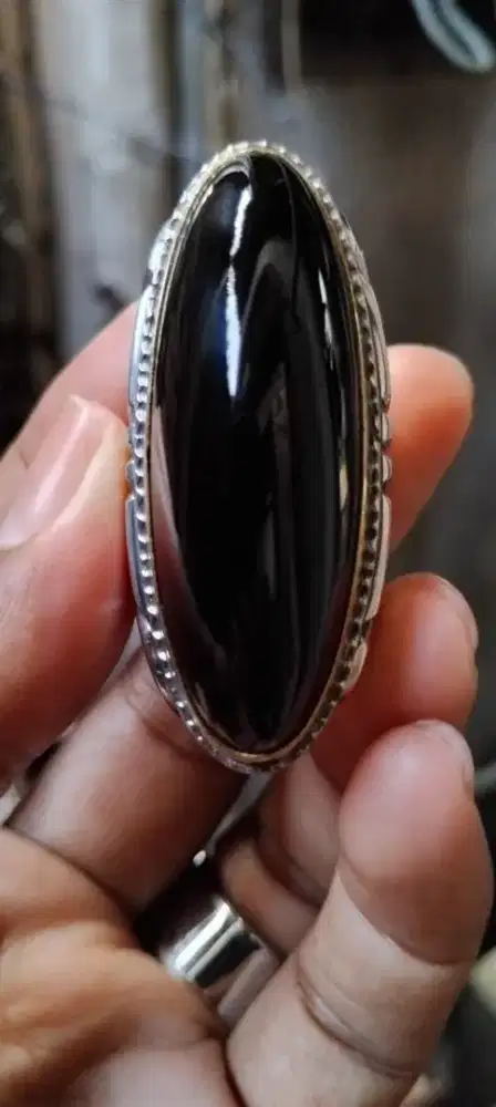 Batu cincin akik kecubung tanduk natural model pandan jumbo