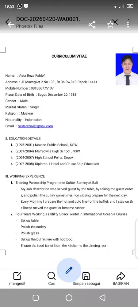 Nyari kerja yg sesuia