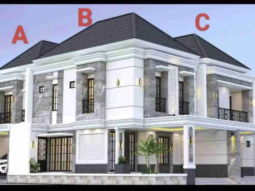 Dijual rumah baru American style di Kertajaya Surabaya dengan row 4 mobil