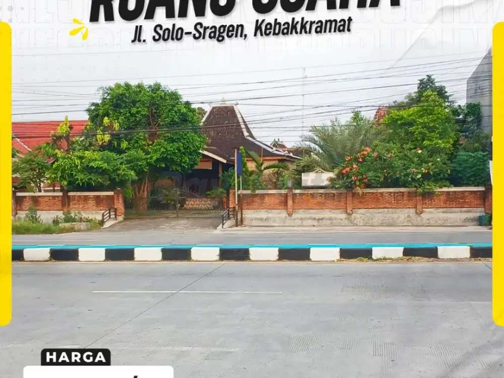Sewa Ruang Usaha Strategis 1.250 m² Jl. Raya Solo-Sragen, Lokasi Komersial Utama dengan Lebar Depan 35 Meter