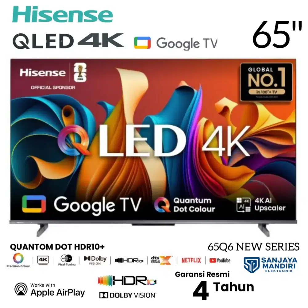 HISENSE QLED 4K Google TV 65 QuantunDot 65Q6N Smart Dolby AtmosVision