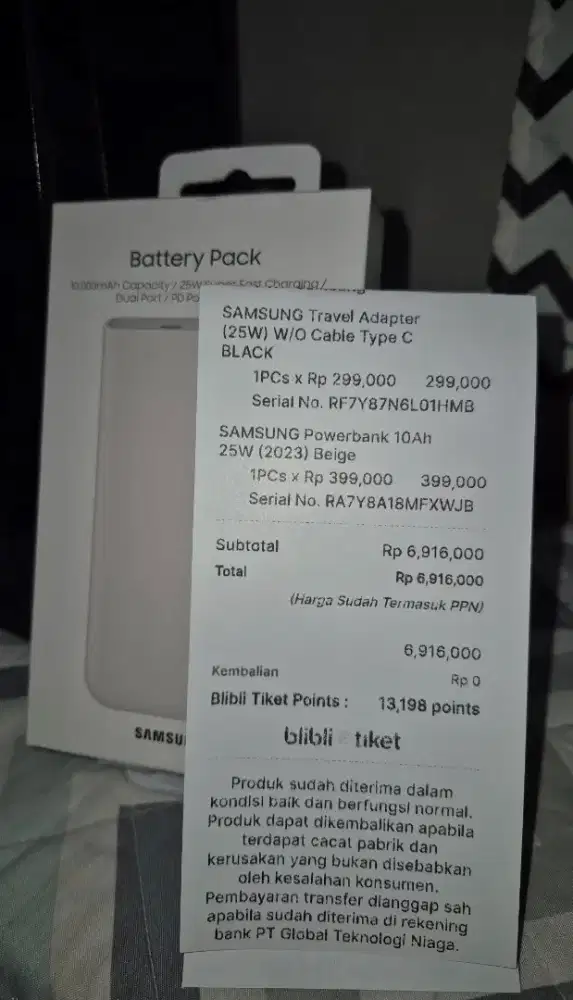 WTS Samsung Power Bank 10.000 mAh Dual Port, 25W Fast  Charging.