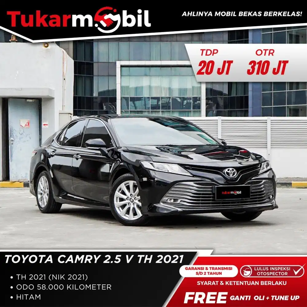 [BERGARANSI] TOYOTA CAMRY 2.5 V MATIC TAHUN 2021 HITAM PAJAK PANJANG