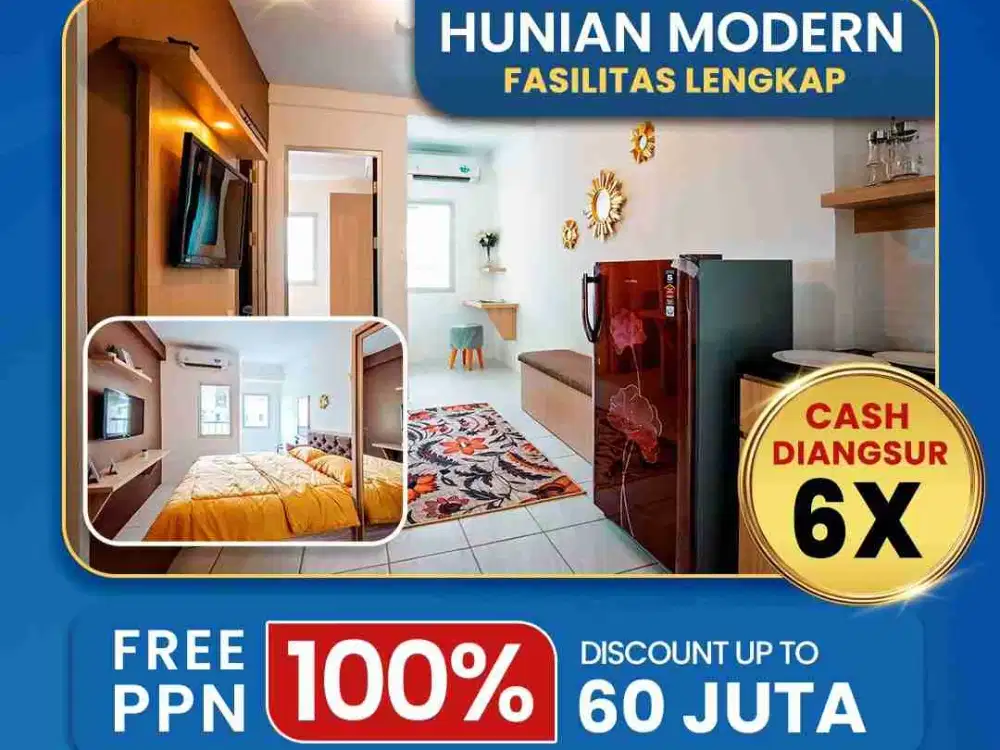 Dicicil 6X | Apartemen Gunawangsa Gresik | Full Furnished + Free Service Charge 2 Tahun