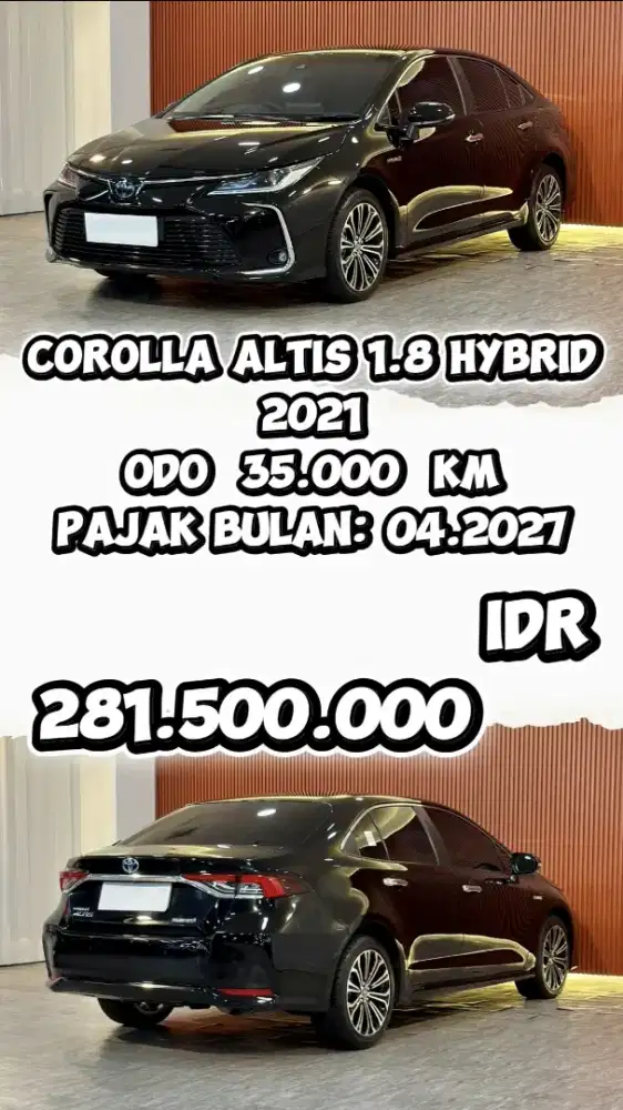 [ ODO 35.000 KM ] TOYOTA COROLLA ALTIS 1.8 HYBRID 2021 AT BERGARANSI