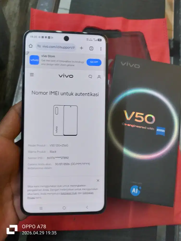 Vivo v50 5g ram 12+12/256 msh garansi