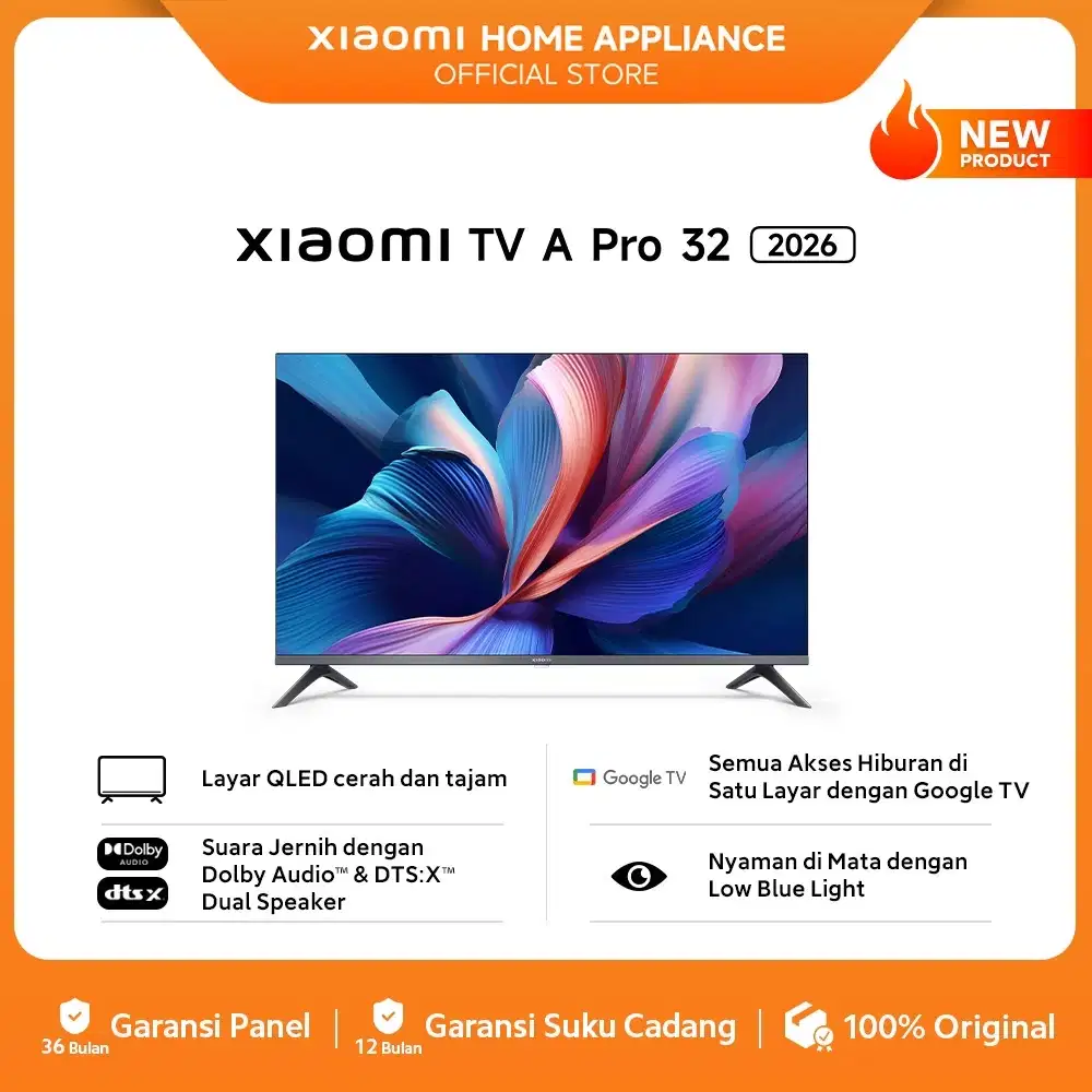Xiaomi TV A Pro 32 2026 | Layar QLED cerah tajam Suara Jernih Digital