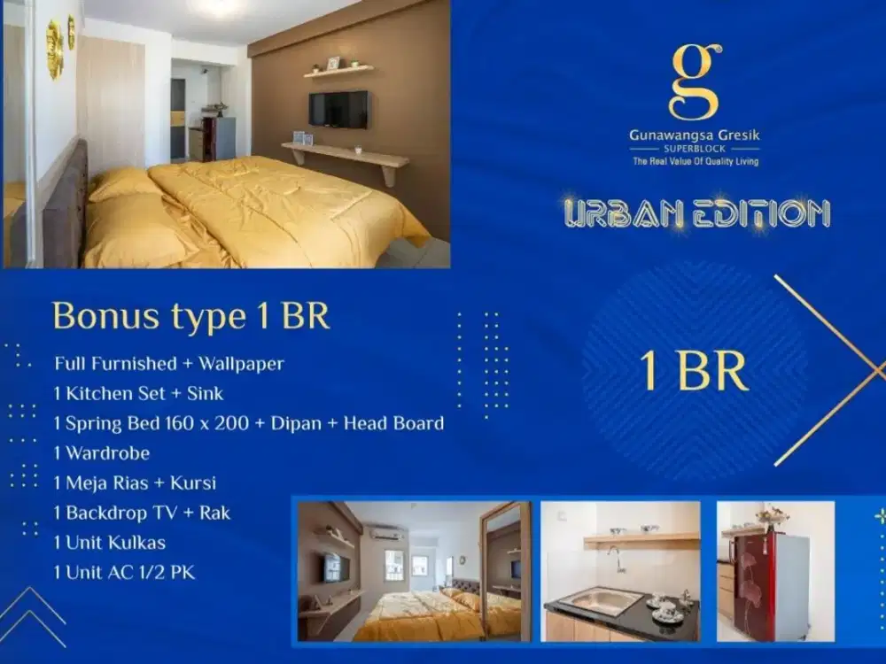 DP 0 |Rp. 4JTan/Bln Tenor 3 Th, Tanpa BI Checking  Miliki Apartemen Full Furnished di Gunawangsa Gresik