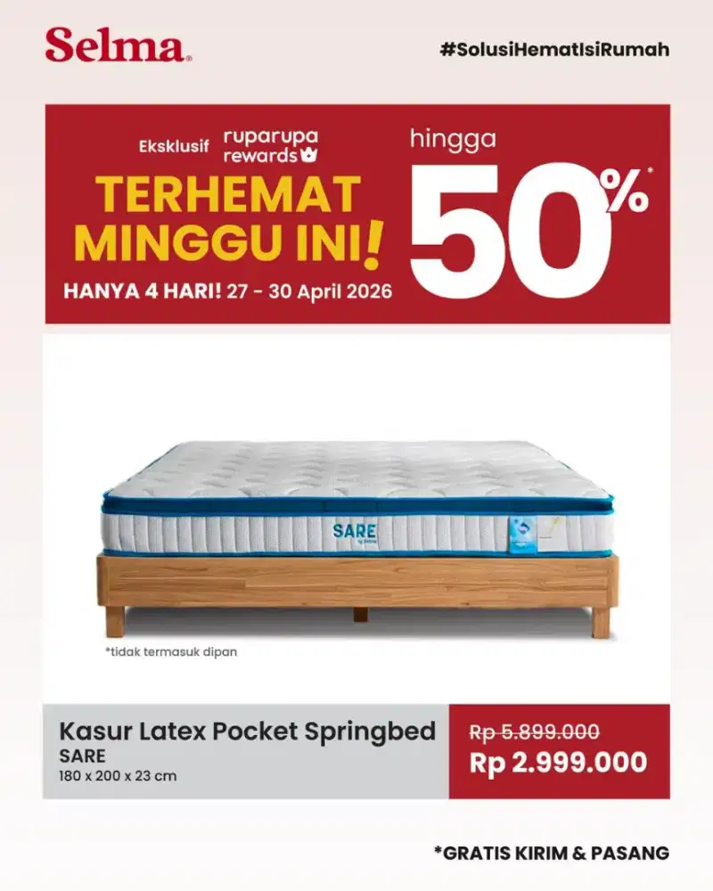 Kasur Latex Spring Pocket uk 180 x 200