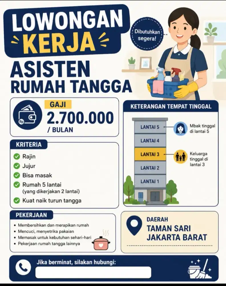 Butuh ART domisil taman sari