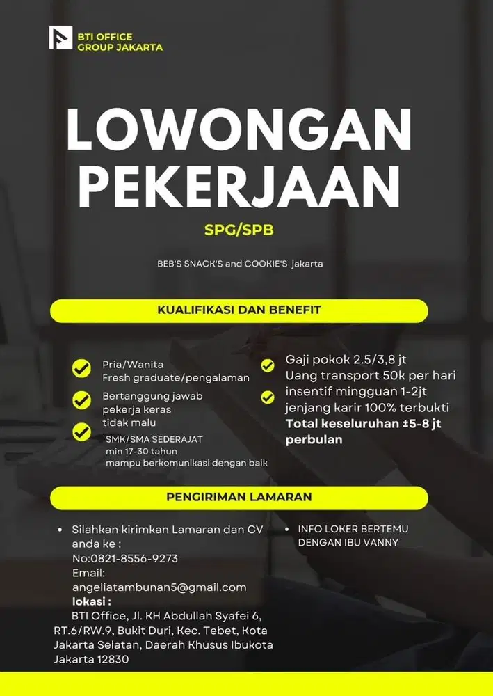 Info lowongan kerja for fresh graduation/pengalaman