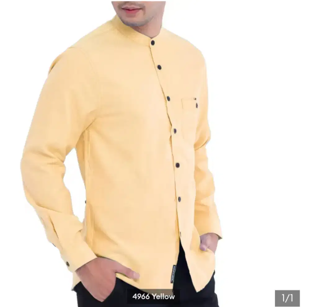 Kemeja lengan panjang pria long granded soft yelow