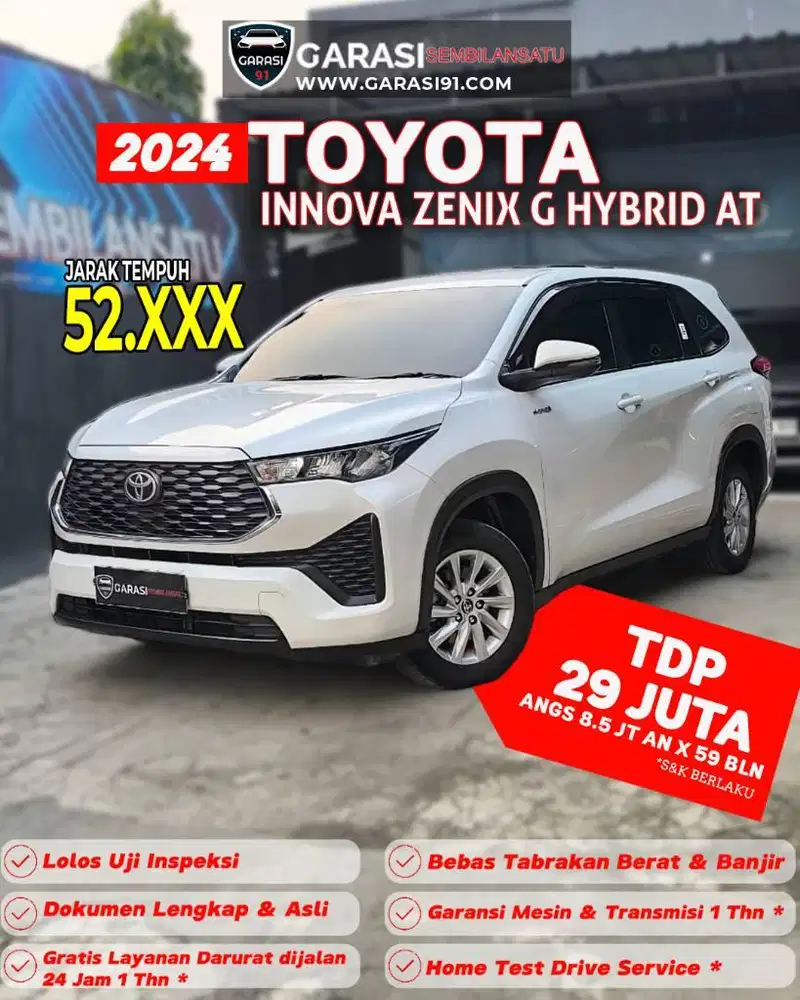 ‼️TDP 29 juta Toyota Innova Zenix G Hybrid AT 2024 Mulus
