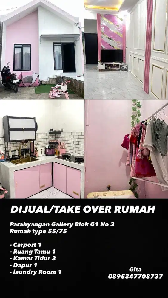 DIJUAL / TAKE OVER RUMAH MURAH PARAHYANGAN GALLERY DEKAT MARGAASIH CIM