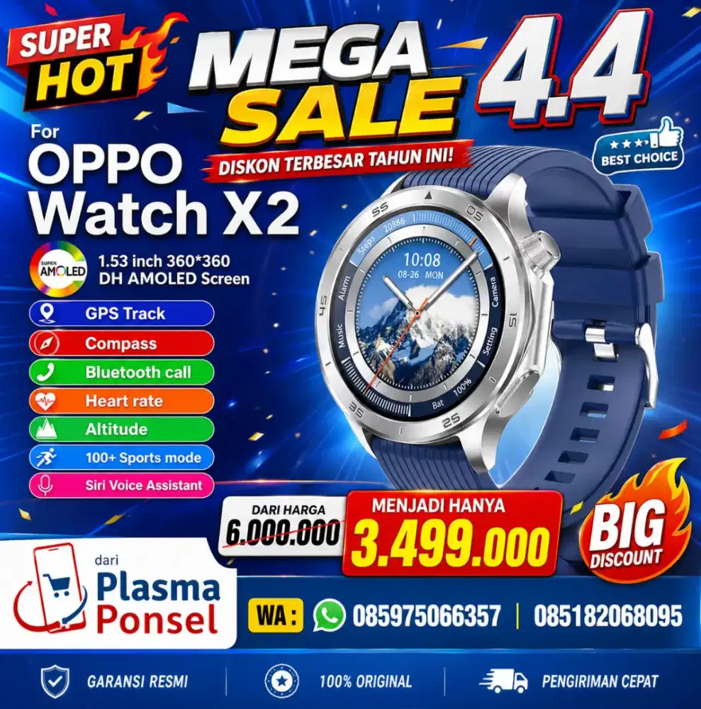 Oppo Watch X2 BARU GARANSI 1 TAHUN (BIRU)