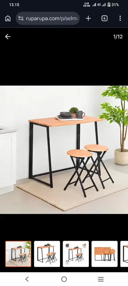 PROMO !! SELMA LEILA FOLDING DINING TABLE SET