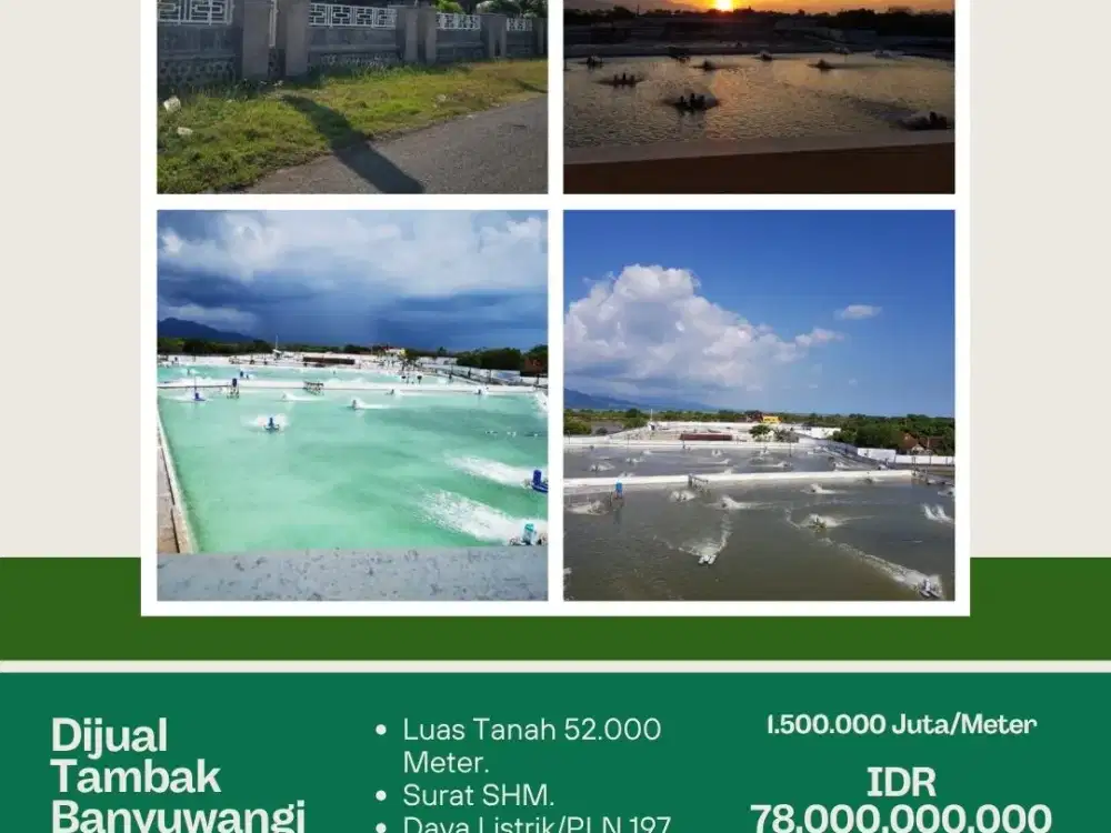DIJUAL TAMBAK + TAMBAK GARAM BANYUWANGI JAWA TIMUR