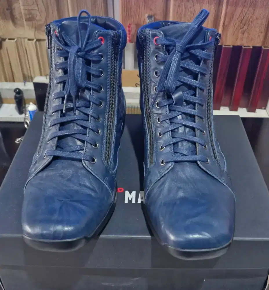 Boots Gino Mariani Elario 10 Navy size 42 BNIB (BARU) full kulit SALE!