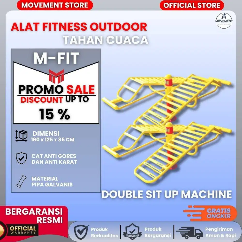 Fitness Taman Premium Double Sit Up Machine tahan Segala Cuaca
