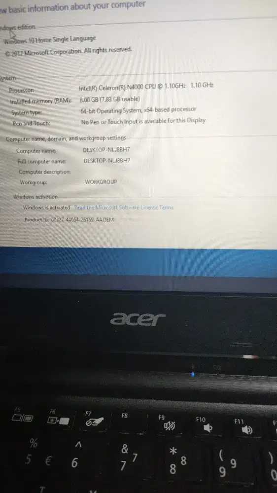 Acer Aspire3 A311 Ram 8gb NB 12 inci
