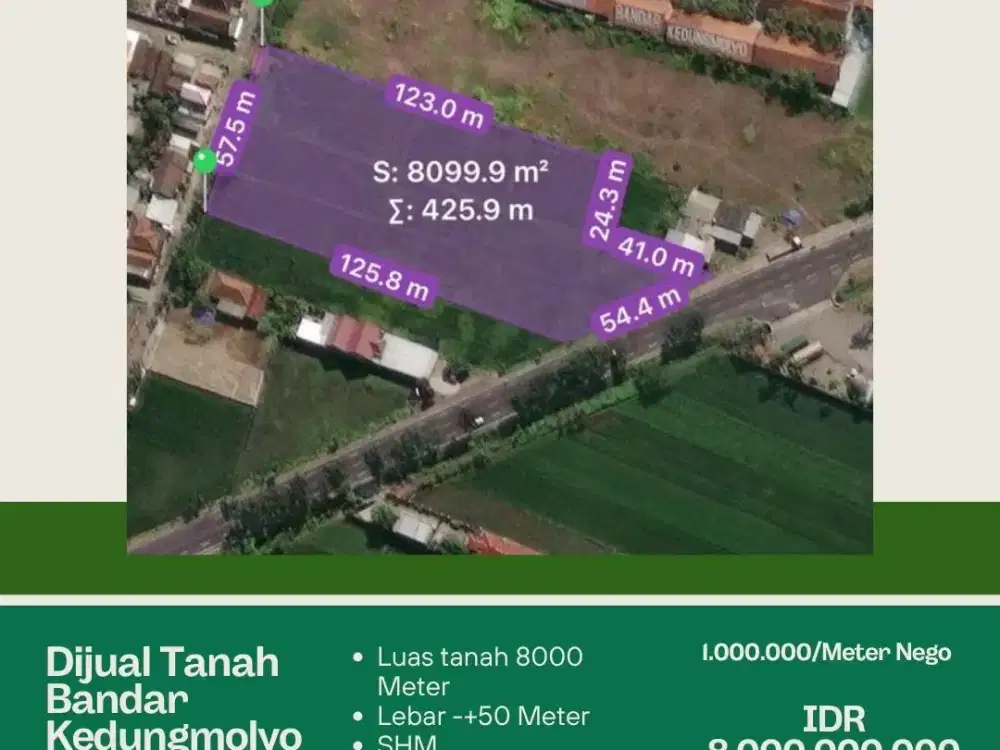 DIJUAL TANAH BANDAR KEDUNGMULYO JOMBANG