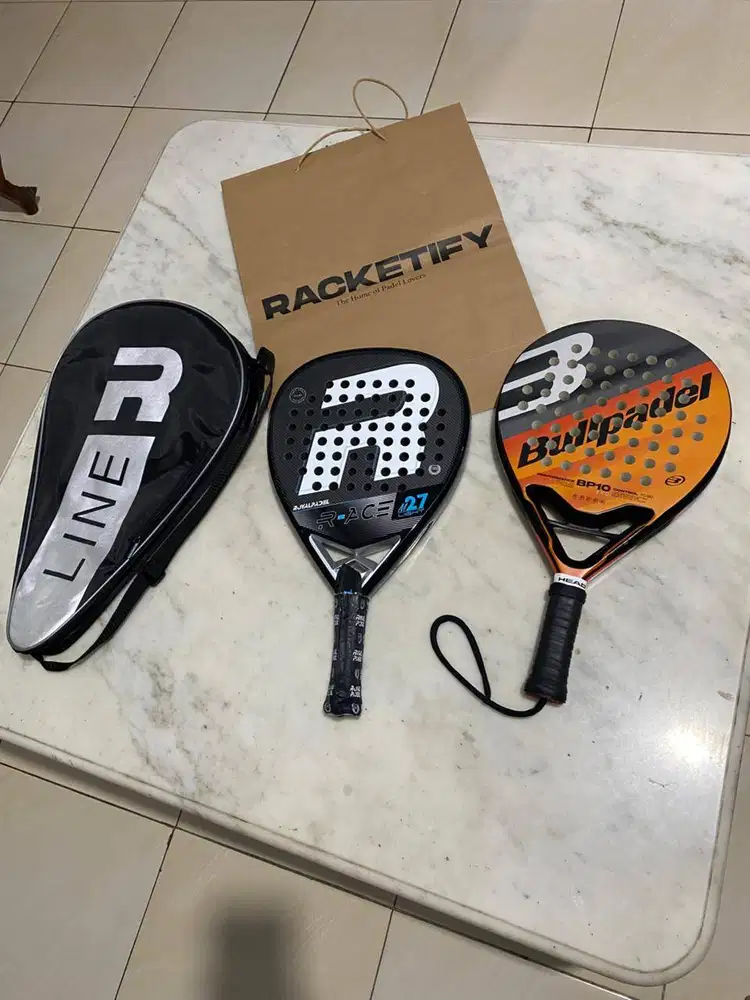 Raket Padel Royal Padel R-Ace 27 NEW (Segel) + Bullpadel BP10 90% +Tas