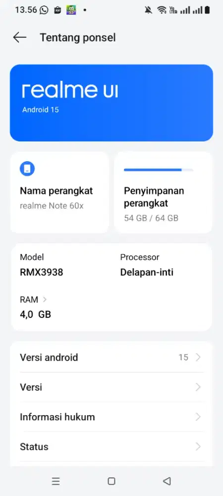 Jual henpon Realme note 60 x