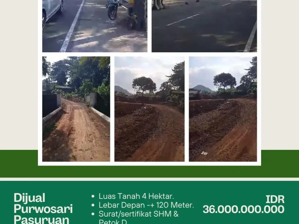 DIJUAL TANAH KOMERSIL TANPA URUG PURWOSARI PASURUAN