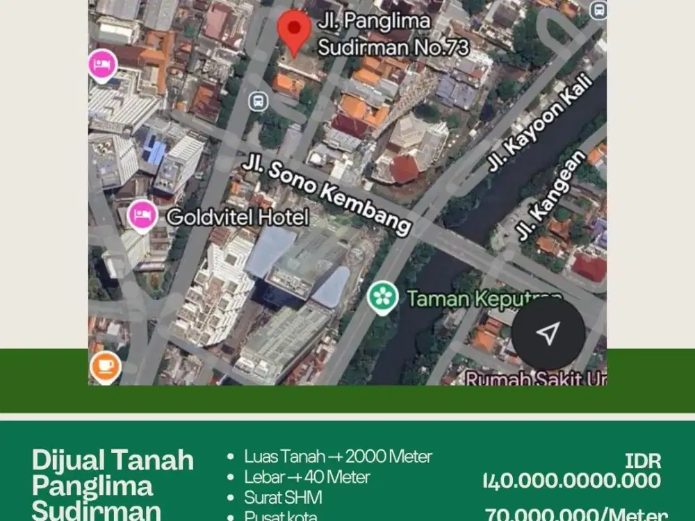 DIJUAL TANAH PANGLIMA SUDIRMAN SURABAYA