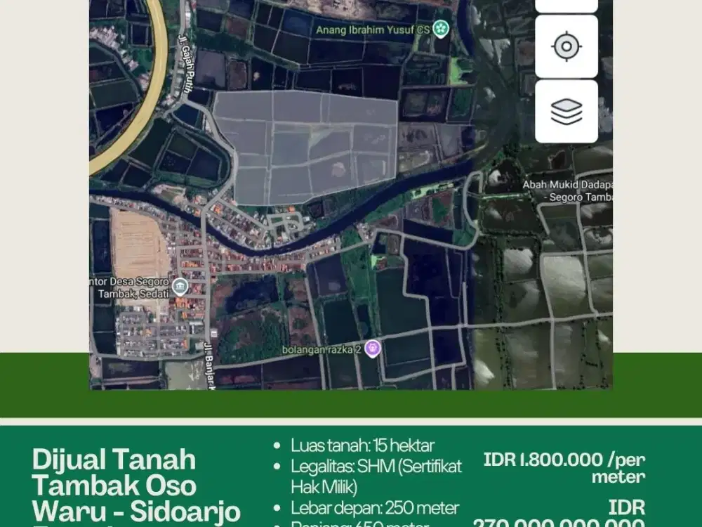 DIJUAL TANAH TAMBAK OSO WARU SIDOARJO