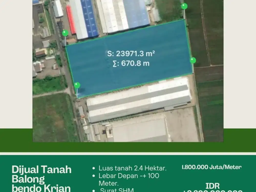 DIJUAL TANAH BALONG BENDO KRIAN SIDOARJO JAWA TIMUR