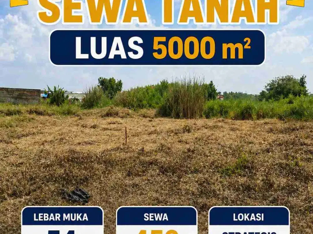 Disewakan tanah 5000 m super strategis di kawasan industri Cikarang (pinggir jalan raya) dengan akses besar dan sangat potensial untuk berbagai usaha.
