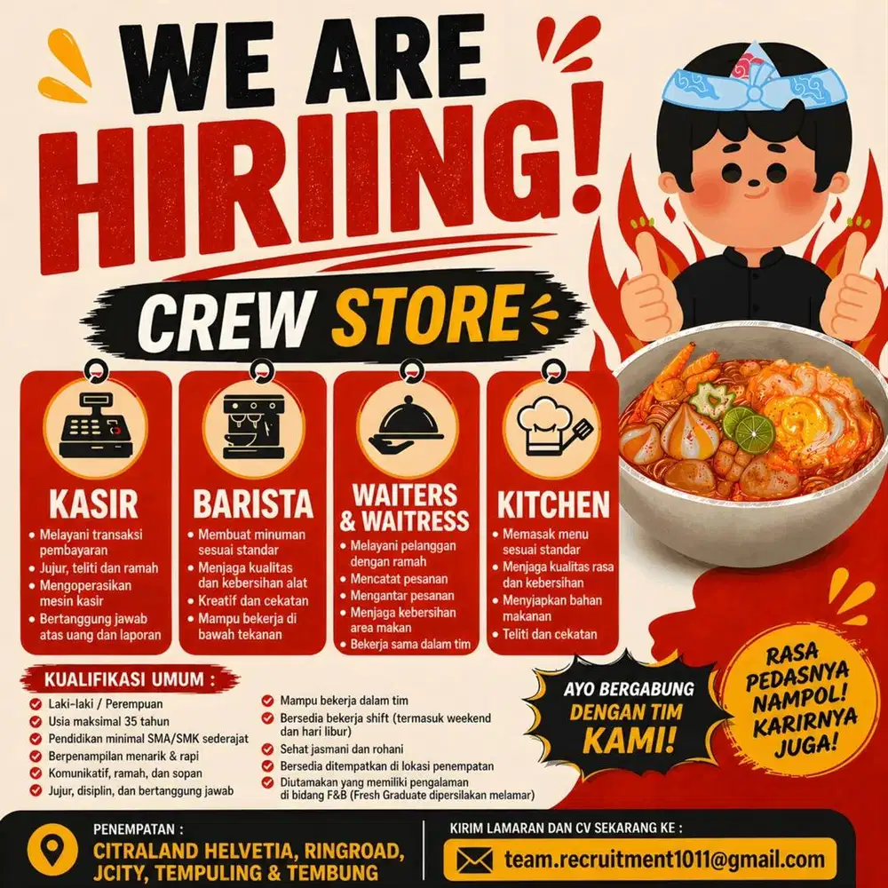 DIBUTUHKAN CREW STORE!