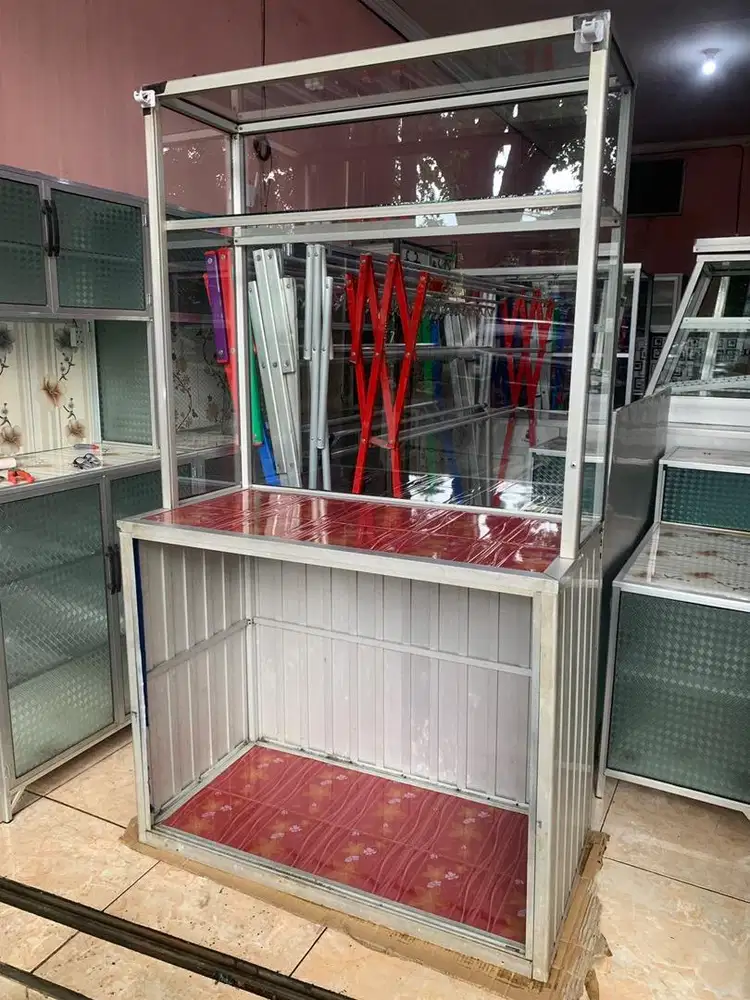 Etalase gerobak bekas makanan 100cm