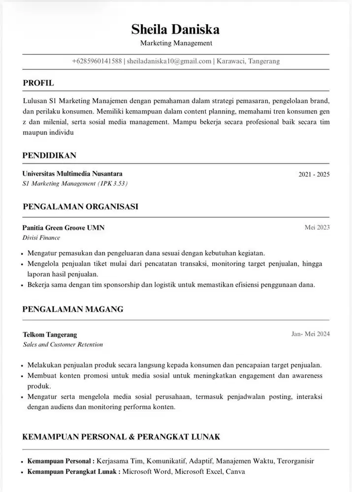 Lulusan S1 Marketing Manajemen