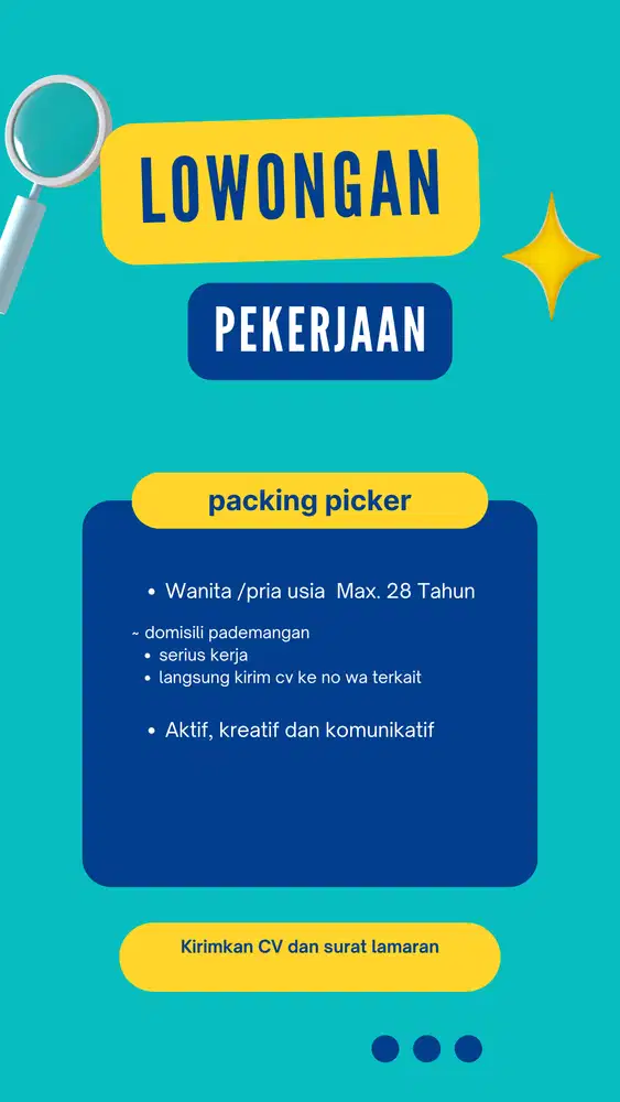 Admin online shop Pickers dan packing Admin dan design