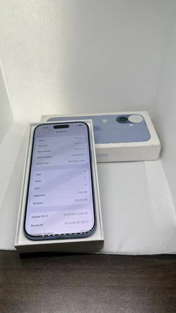 iPhone 17 256gb iBox Mist Blue BH 100 CC 11 Garansi On 23 Maret 2027