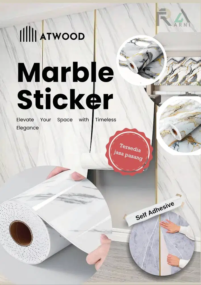 Stiker Dinding Marble 300x120 cm | Motif Marmer Elegan, Waterproof