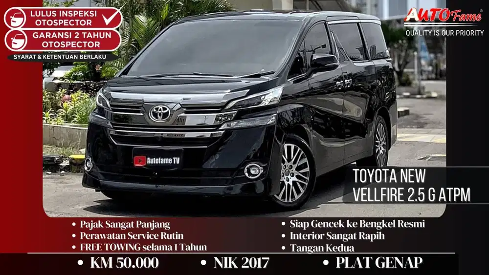 Toyota New Vellfire 2.5 G ATPM NIK 2017 Black On Black Pilot Seat