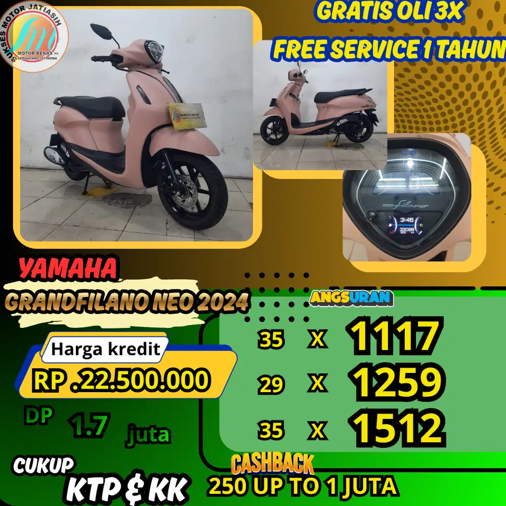 YAMAHA GRANDFILANO 2024 DP &ANGSURAN TERMURAH SYRT KTP&KK(SUKSESMOTOR)