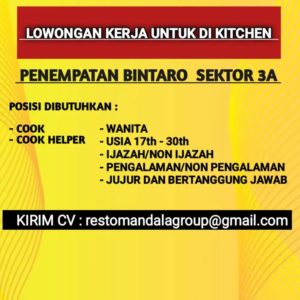 LOWONGAN KERJA WANITA DI BINTARO