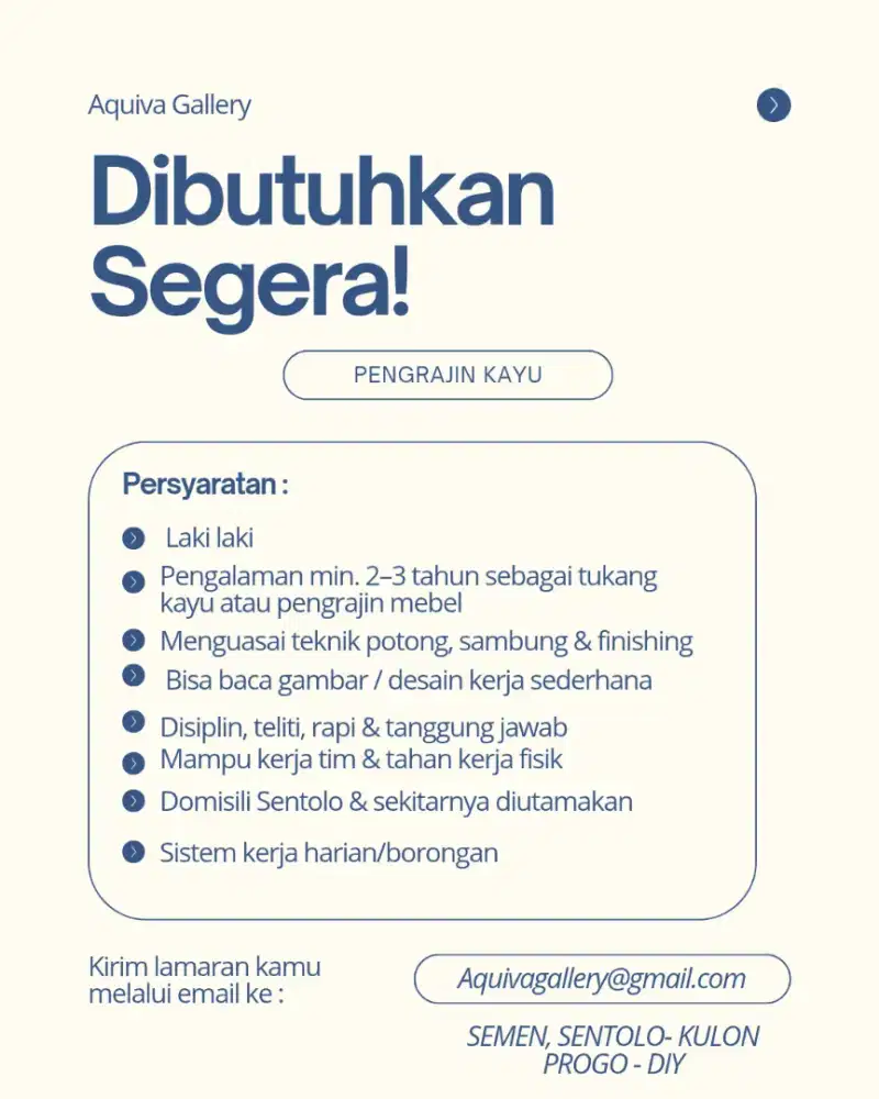 Dicari Pengrajin Kayu - Sentolo Kulonprogo